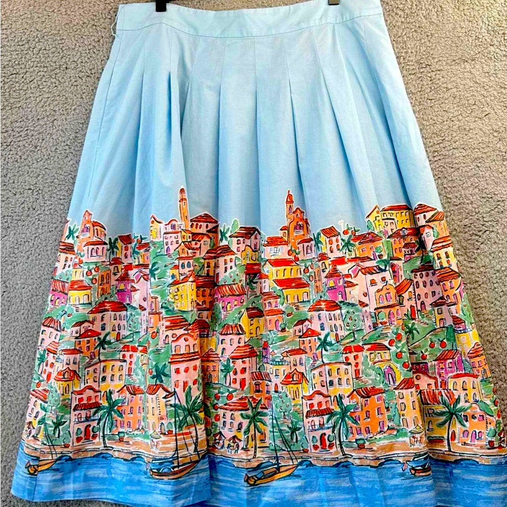 Talbots Blue Scenic Riviera Fit and Flare Skirt 18